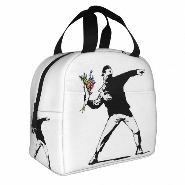 Banksy Frs Isolados Lunch Bags Cooler Bag Reutilizável Bomber Stencil Banksy Grande Tote Lunch Box Homens Mulheres Beach Travel O4AX #