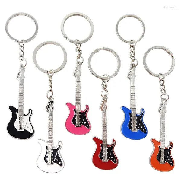 Chaveiros 6pcs guitarra chaveiro para homens mulheres guitarrista elétrico meninos meninas amantes jogadores