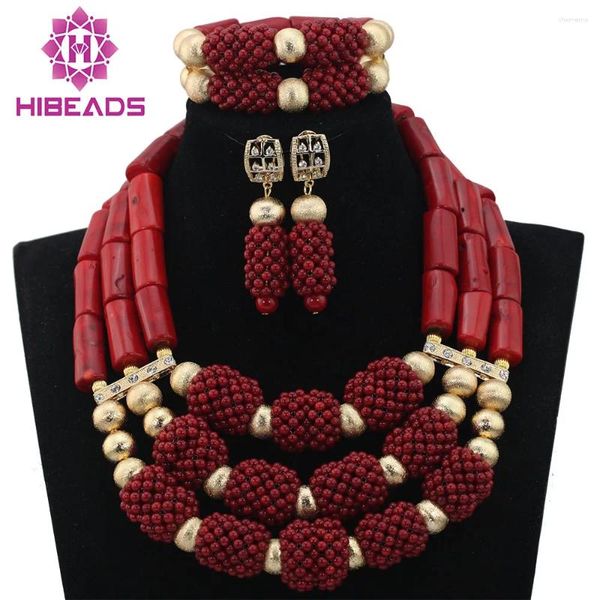 Ожерелье и серьги, комплект удивительных красных коралловых бусин, ювелирные изделия, натуральный свадебный подарок для невесты, ABL722