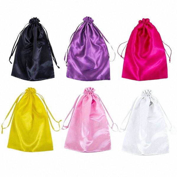 alileader Silk Satin Drawstring Bag Sacos de cetim para embalagem perucas Extensis cabelo sacos de cabelo jóias maquiagem embalagem saco de cetim b7SG #