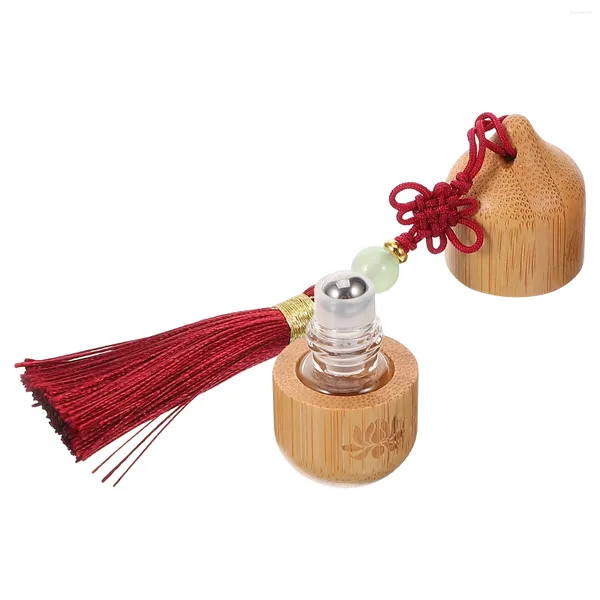 Garrafas de armazenamento Bambu Óleo essencial garrafa de roll-on vazio Cosmetics Dispensador Roller Ball Ball Tassel Tassel Eye Cream