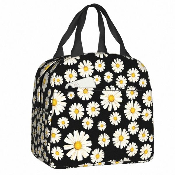 Schöne FR Daisy Lunch Bag Kamille Floral Tragbare Kühler Thermal Isolierte Bento Box Für Frauen Kinder Lebensmittel Picknick Tasche Q3cb #