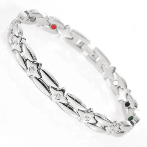 Armbänder Wollet Schmuck Gesundheitspflege 316L CZ Edelstahl Armband Frauen Gesunde Bioenergie Magnetisches Germanium Turmalin Ion Infrarot