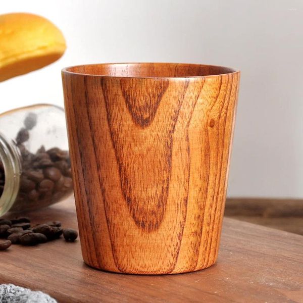 Tazze Tazza creativa fatta a mano Tazza Acqua Giuggiola Legno massello Caffè Tè Bottiglia di vetro in legno Giovane e affamato