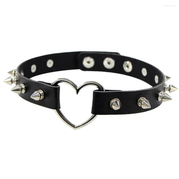 Ciondoli 2024 Punk gotico Harajuku Collana Cerchio Blocco cuore Cuoio Choker Lady Collares Gioielli chiave per le donne Collane Accessori