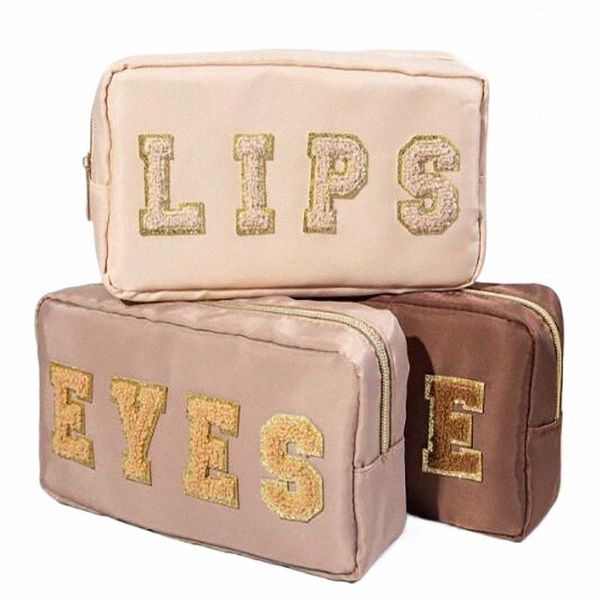 3 teile/satz Gestickte Buchstaben Fi Tragbare Große Kapazität Wasserdichte Make-Up Tasche t4NO #