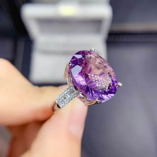 Винтажный аметист обещание кольцо 925 Стерлинговые обручальные обручальные кольца для женщин для женских роскошных украшений для свадебных украшений