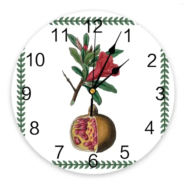 Настенные часы с растением, цветком, листом, фруктом, гранатом, часы для современного украшения дома, для комнаты подростка, для гостиной, иглы, подвесные часы, стол