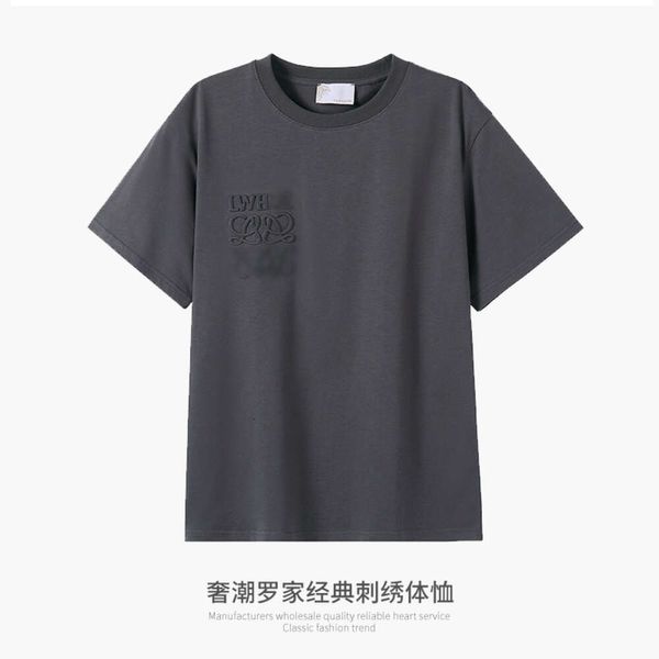 Frühling Sommer Chaoluo Familie D Relief Gesticktes Kurzarm T-shirt Einfarbig Lose Paar Vielseitige Mode