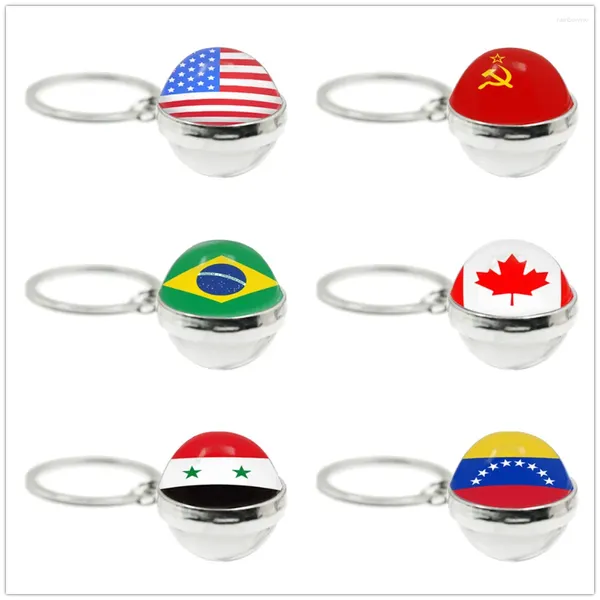 Anahtarlıklar Ulusal Bayrak Çift Taraflı Top Keychain Sovyetler Birliği Brezyetleri Kanada Hollanda İsrail Suriye Venezuela Amerika Birleşik Devletleri İspanya