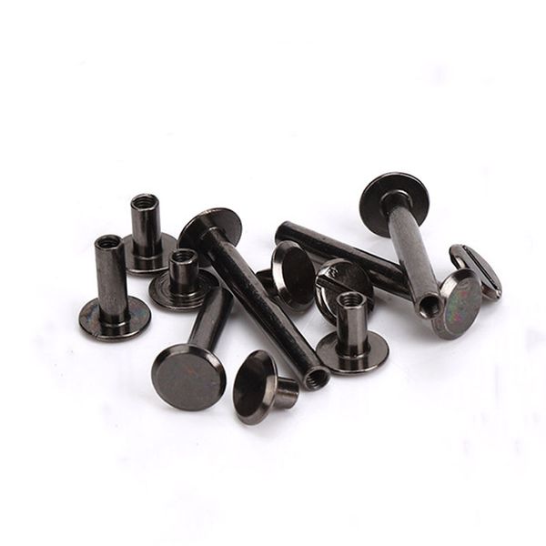 10pcs Metallpistole Schwarze Bindung Chicago Schrauben Nägel Lange Bolzen Nieten Lederhandwerk Hardwarezubehör Länge 3 ~ 50 mm