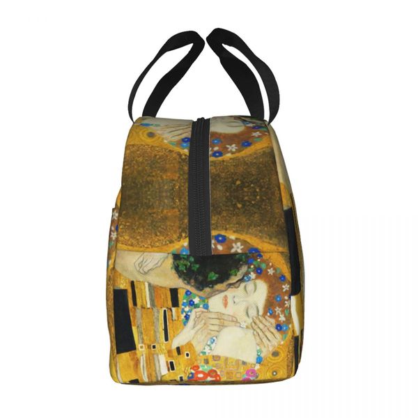 Klimt beijo bolsa de almoço isolada para mulheres portáteis Cooler térmico Gustav Klimt Freyas Art Box Box Sacos de comida da escola