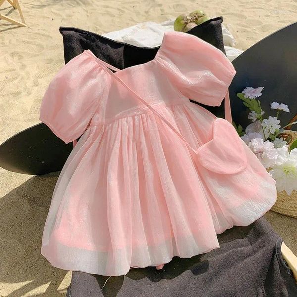 Mädchen Kleider 2 3 4 5 6 7 8 Jahre Puffärmel Mädchen Kleid Sommer Prinzessin Baby Weihnachten Party Kinder Kleidung Senden Tasche Geburtstagsgeschenk