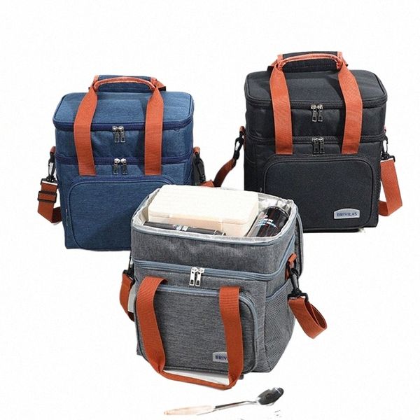 Tragbare Mittagessen Kühlschrank Thermotasche Langlebig Picknick Lebensmittel Aufbewahrungstasche Thermal Outdoor Große Eisbeutel Isolierte Box Schulter Getränk J1fx #