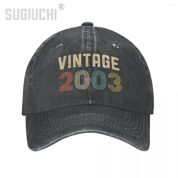 Ball Caps Unisex Yetişkin Vintage 2003 Retro Kömür Yıkanmış Denim Beyzbol Kapağı Kamyoncu Şapka Erkekler İçin Doğum Günü Hediyesi Kadın Pamuk