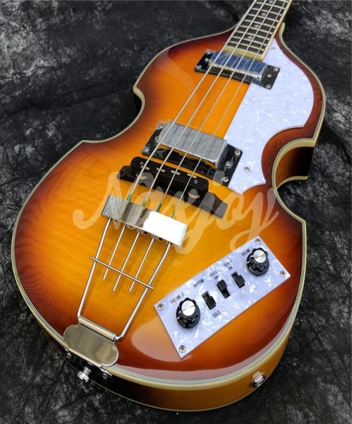 4-струнная гитара Hofner McCartney H5001CT, современная скрипка BB2, винтажная электрическая бас-гитара Sunburst с пламенным кленовым верхом 2 511B 3135444