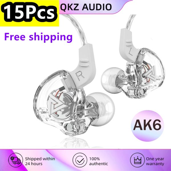 Kopfhörer 15pcs QKZ AK6 Original HiFi Sport Kopfhörer für VIP -Großhandel Musik -Ohrhörer mit Einzelhandelsbox Mic Sport Ohrhörer