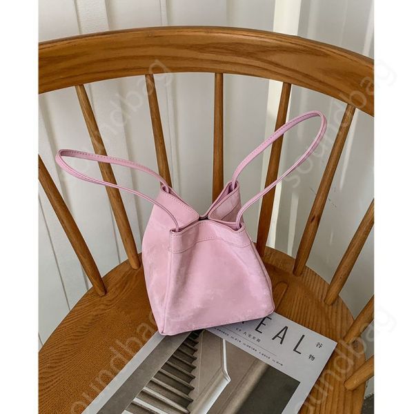 Новая сумка-ведро в китайском стиле, сумка-крыло из натуральной кожи, портативная сумка-корзина для овощей, новая сумка 2024 года на одно плечо под мышками, женская кожаная сумка через плечо розового цвета