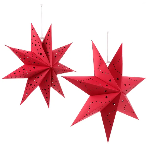 Titulares de vela 2 PCs Lanterna de Natal Decoração de papel Decoração de natal Adornamentos de lanternas pendentes Decors de nove pontos origami