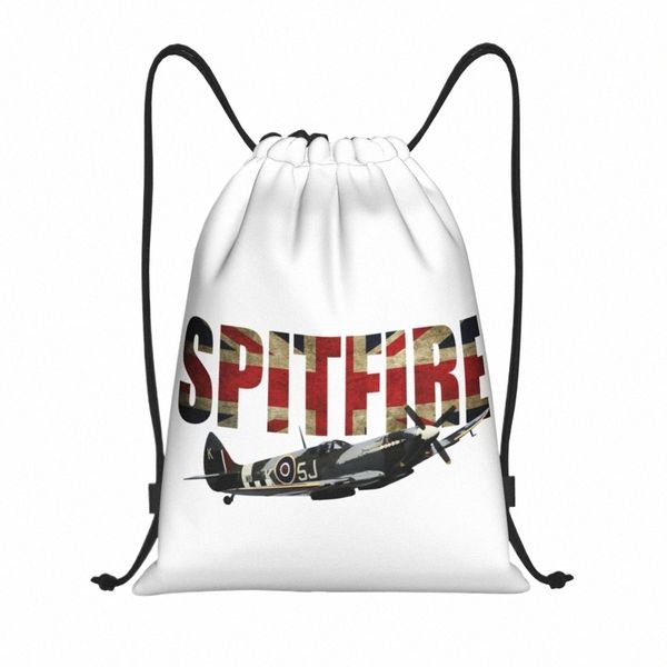 Spitfire Uni Jack UK Flag Kordelzug Tasche faltbar Gym Sport Sackpack Supermarine Fighter Pilot Jet Training Rucksäcke s4dA #