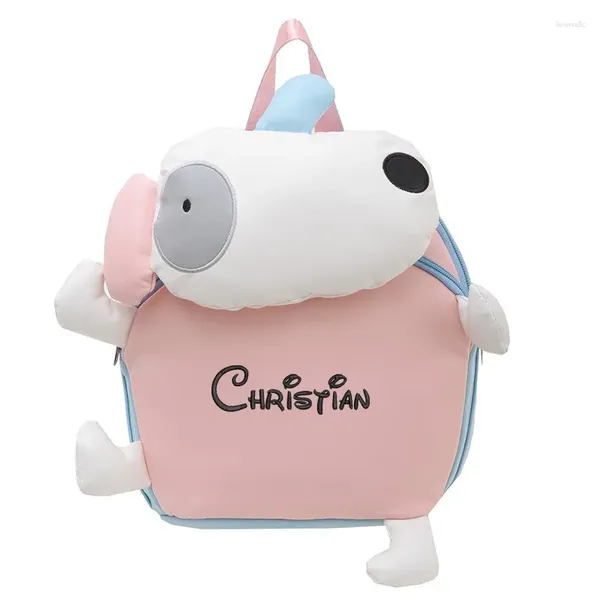 Mochila personalizada bordada bonito criança recheada animal de desenho animado mini mochila para meninos e meninas nome personalizado