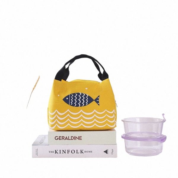 Amiqi Fresh Cooler Bag High Capcity Lunch Box per le donne Cvenient Lunch Bag Impermeabile Kawaii Fish Pattern Sacchetti per alimenti per il lavoro S0hV #