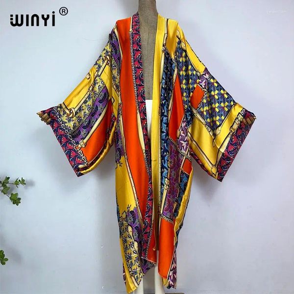 Kimono Fashion Print Boho Caftani per donna Cover-up Elegante cardigan Sexy Holiday Maxi Beach Wear Costume da bagno Abito da festa