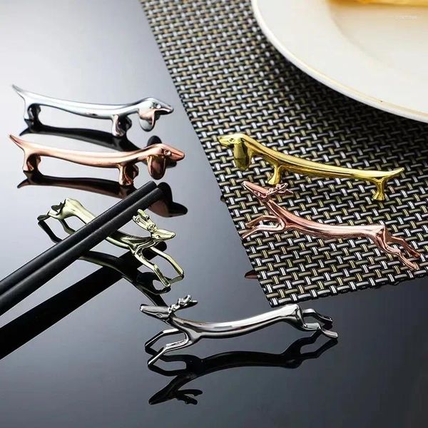 Pauzinhos criativos de metal dachshund suporte de pauzinho descanso para restaurante el decoração de jantar suporte de mesa acessórios para casa