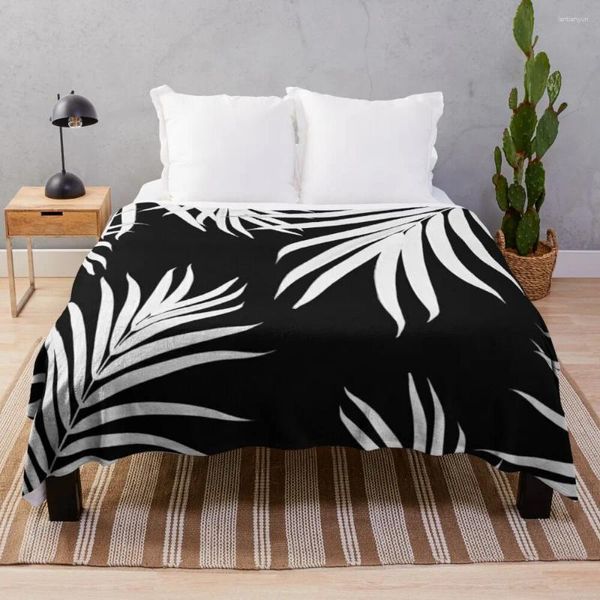 Cobertores Padrão de Folhas de Palmeira Vibrações de Verão #4 #tropical #decoração #arte Cobertor Multiuso Crochê Kawaii
