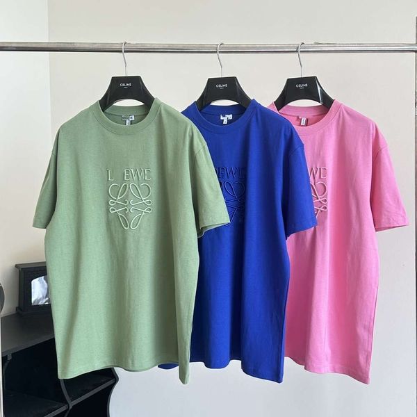 Nanyou SS Primavera Estate New LOE Luojia T-shirt a maniche corte ricamata tinta unita color caramello per uomo e donna