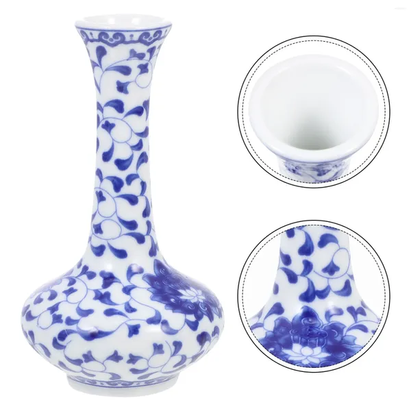Vasi Vaso di fiori freschi in stile cinese Decorazione per la tavola di nozze in ceramica blu e bianca dipinta a mano