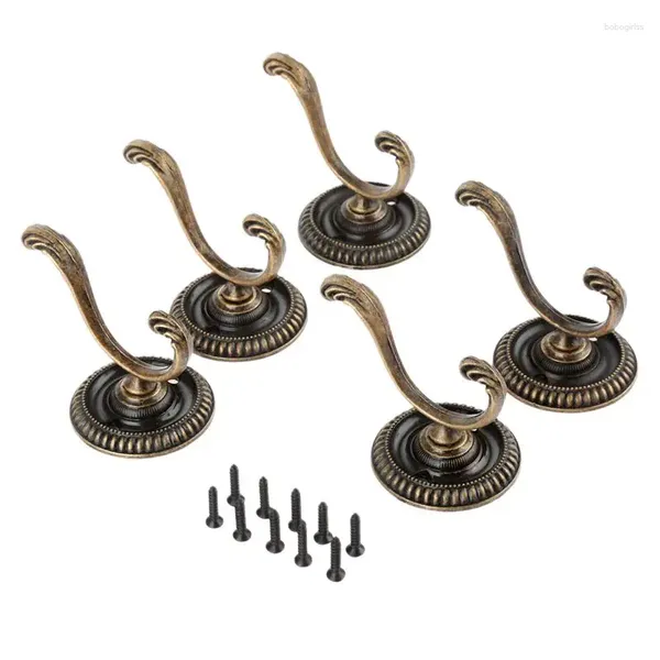 Ganchos 5 Pcs Antigo Cabide de Porta Vintage Banheiro Chapéus Saco Chaveiro Liga de Zinco Gancho Casaco com Parafusos 5.4cm