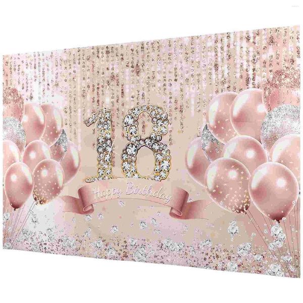 Decorazione per feste 18 anni Sfondo in tessuto 18esimo compleanno Sfondo Banner Decorazioni felici Palloncini in poliestere per ragazze