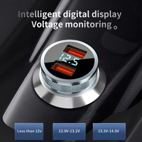 Auto Ladegerät 12V Voltmeter Zigarette LED LED -Sockel 5V 2.4A Dual USB QC 3.0 Schnelles Laden im Auto für iPhone Xiaomi Redmi