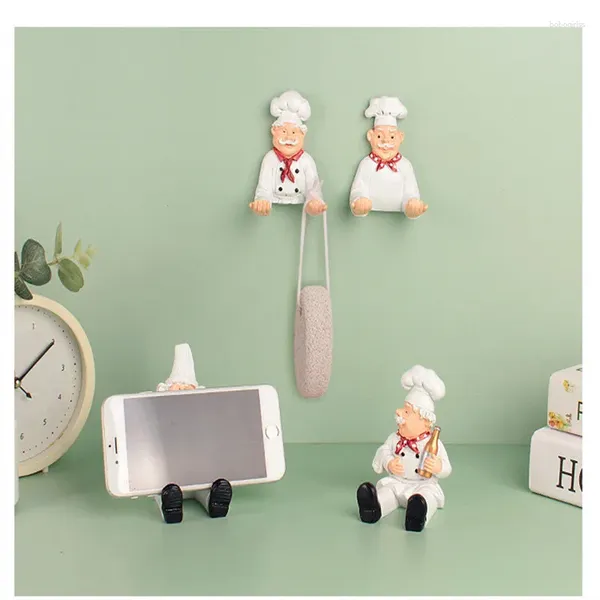 Ganci Cartoon Chef Staffa per telefono cellulare Ornamento da tavolo Simpatico telaio multiuso in pasta da parete