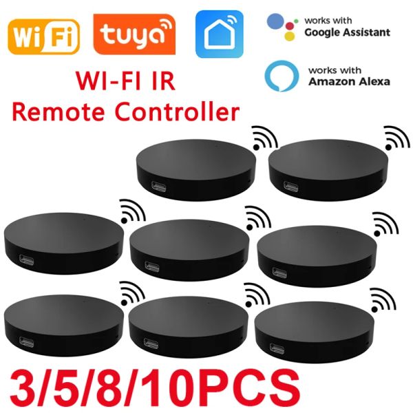 Controlla il telecomando universale Smart Wifi IR con Tuya e il telecomando Smart Life Home per il condizionatore d'aria TV DVD tramite Alexa Google Home