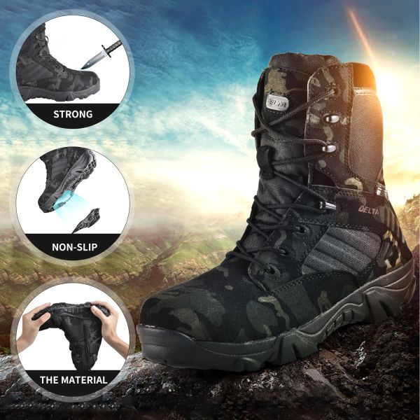sapatos sapatos de trekking militar masculino de caminhada à prova d'água botas de montanha 2022 Novo tamanho 48 Sapatos táticos de caça à floresta sapatos de caminhada