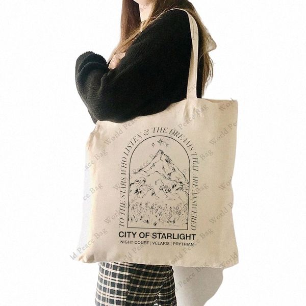 Borsa a tracolla in tela modello City of Starlight da 1 pezzo Borsa a tracolla riutilizzabile da donna quotidiana Borsa a tracolla pieghevole alla moda 28ED #