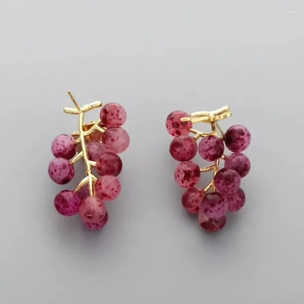 Baumelnde Ohrringe, hochwertige Y2K-Stil-Ohrringe, lila Trauben-Kristall-Ohrstecker für Frauen und Mädchen, modischer Obst-Form-Schmuck