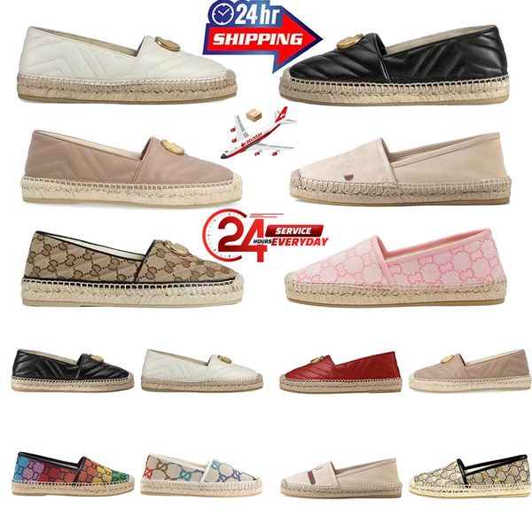 Espadrilles Designer für Frauen Keil Freizeitschuhe Sommer Luxurys Damen Flache Strand Halbe Hausschuhe Mode Frau Loafers Cap Toe Fisherman Canvas Schuhe