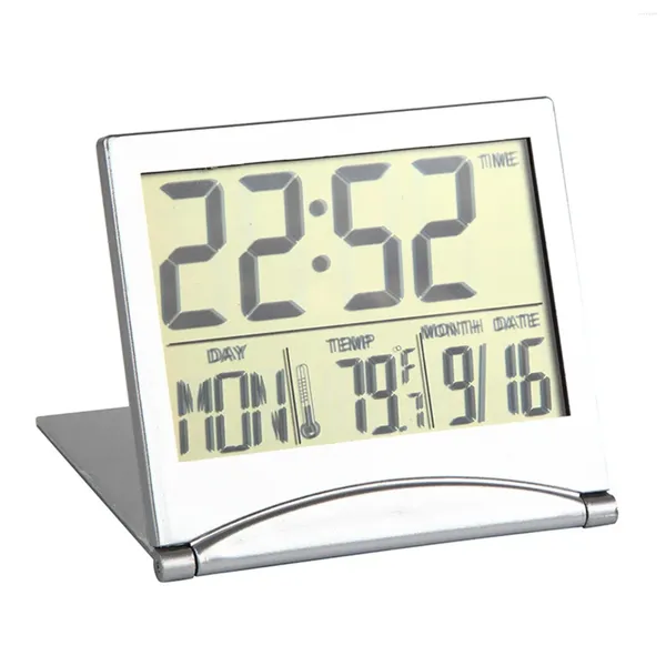 Orologi da tavolo LCD Display Digital Travel Over ANVENITÀ Modalità Snooze Calendario Calendario Batteria Funzionabile Compact Desaggio compatto per l'allenamento