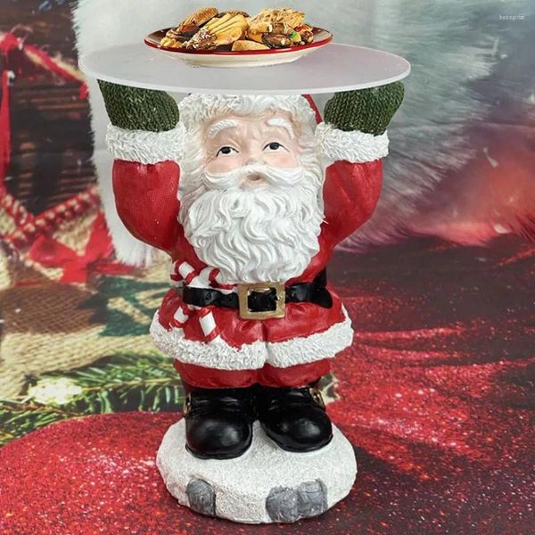 Statuette decorative Ornamento natalizio Vassoio di frutta Babbo Natale Adorabile torta di Natale infrangibile per snack