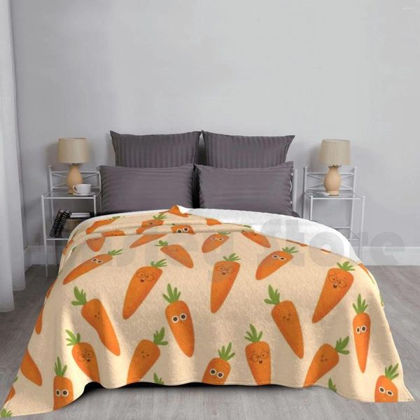 Coperte Coperta Happy Carrots per divano letto da viaggio arancione simpatico cartone animato per bambini Kawaii carota per bambini