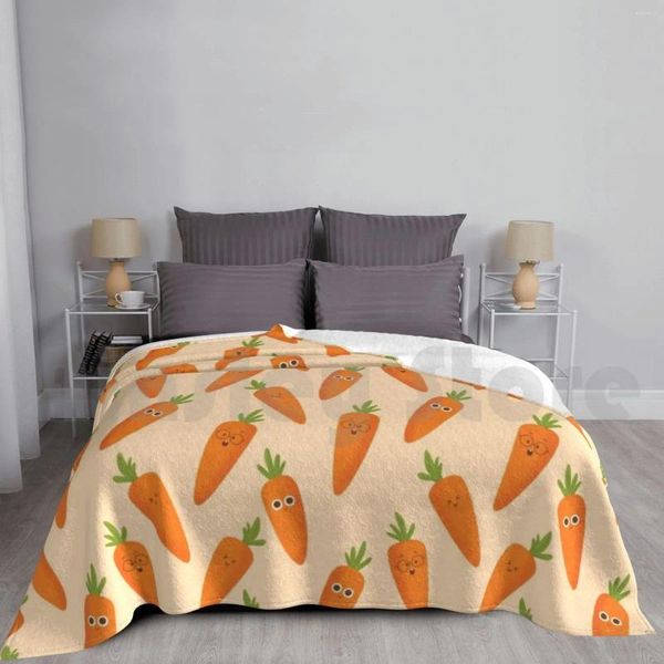 Cobertores Feliz Cenouras Cobertor para Sofá Cama Viagem Laranja Bonito Dos Desenhos Animados Crianças Kawaii Crianças Cenoura