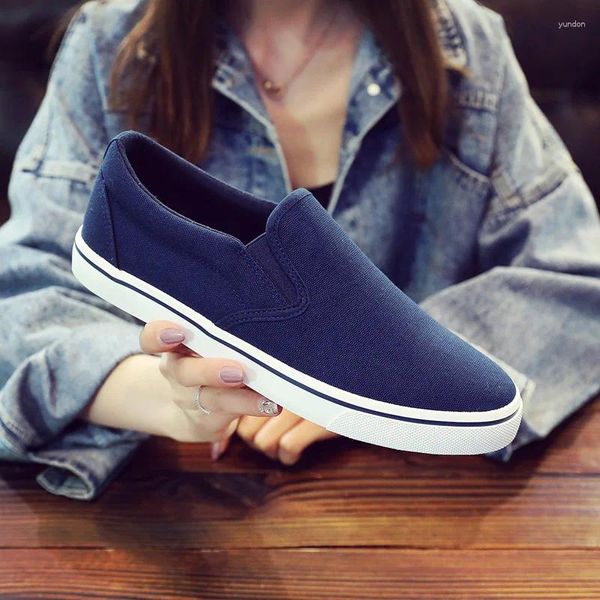 Scarpe casual Autunno Tendenza tela blu e bianca Piatta Low-top Slip-on Uomo Donna Scarpe da ginnastica da lavoro Designer