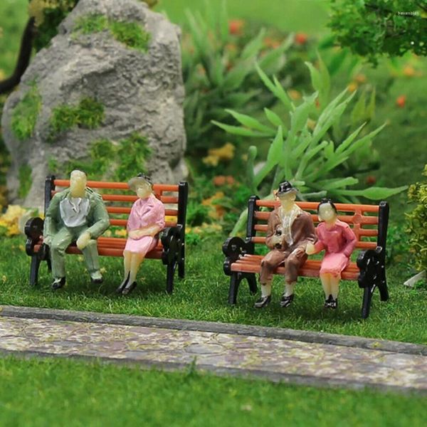 Estatuetas decorativas bancos de parque em miniatura modelo cadeira sofá para mesa de areia simulação paisagem trem ferrovia cenário jardim layout