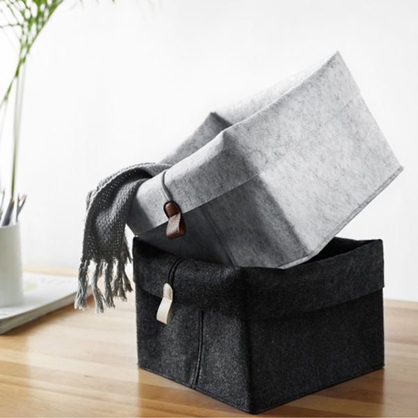 Nordic Filz Storage Korb Wohnzimmer Tee Tisch Schwarze graue Kleinminderkorb Stoff Filzspeicher Schlafzimmer Socken Socken