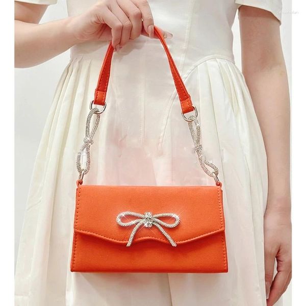 Bolsas de ombro requintadas brilhantes bowknot bolsa de noite elegante bolsa francesa bolsa faça uma declaração com diamantes deslumbrantes