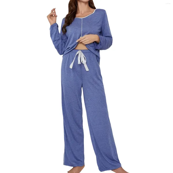 Casa roupas femininas conjunto de pijama calça plus size conjuntos moda homewear outono inverno manga longa topo e calças roupas para mulher