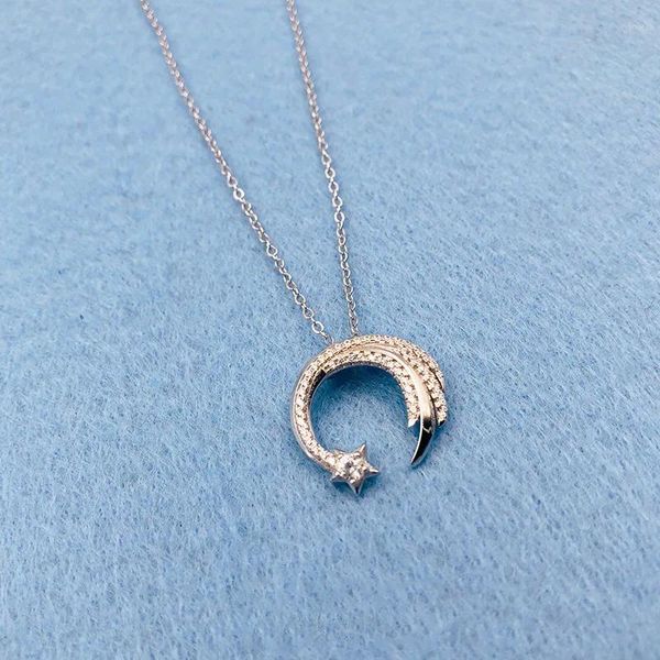 Ожерелья с подвеской, посеребренное падающее метеоритное ожерелье с микроинкрустацией, элегантное праздничное ювелирное изделие для девочек, модный подарок на день рождения